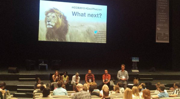 Photo Hundreds of photos were tweeted at ICCB '15, including this pop up talk on Cecil the